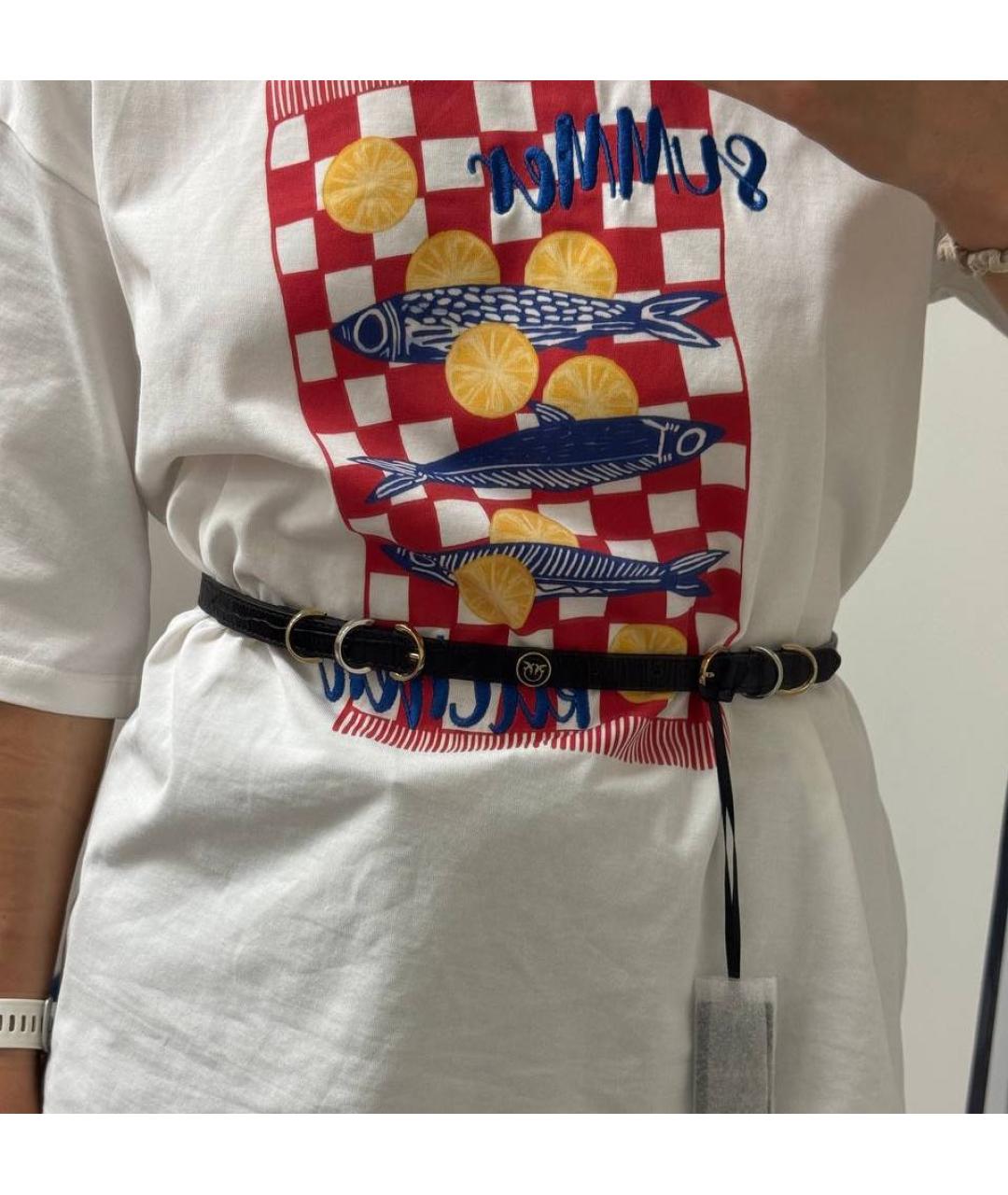 PINKO Черный кожаный ремень, фото 2