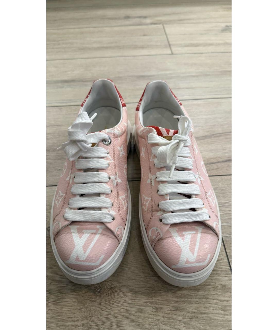 LOUIS VUITTON Розовые кожаные кеды, фото 2