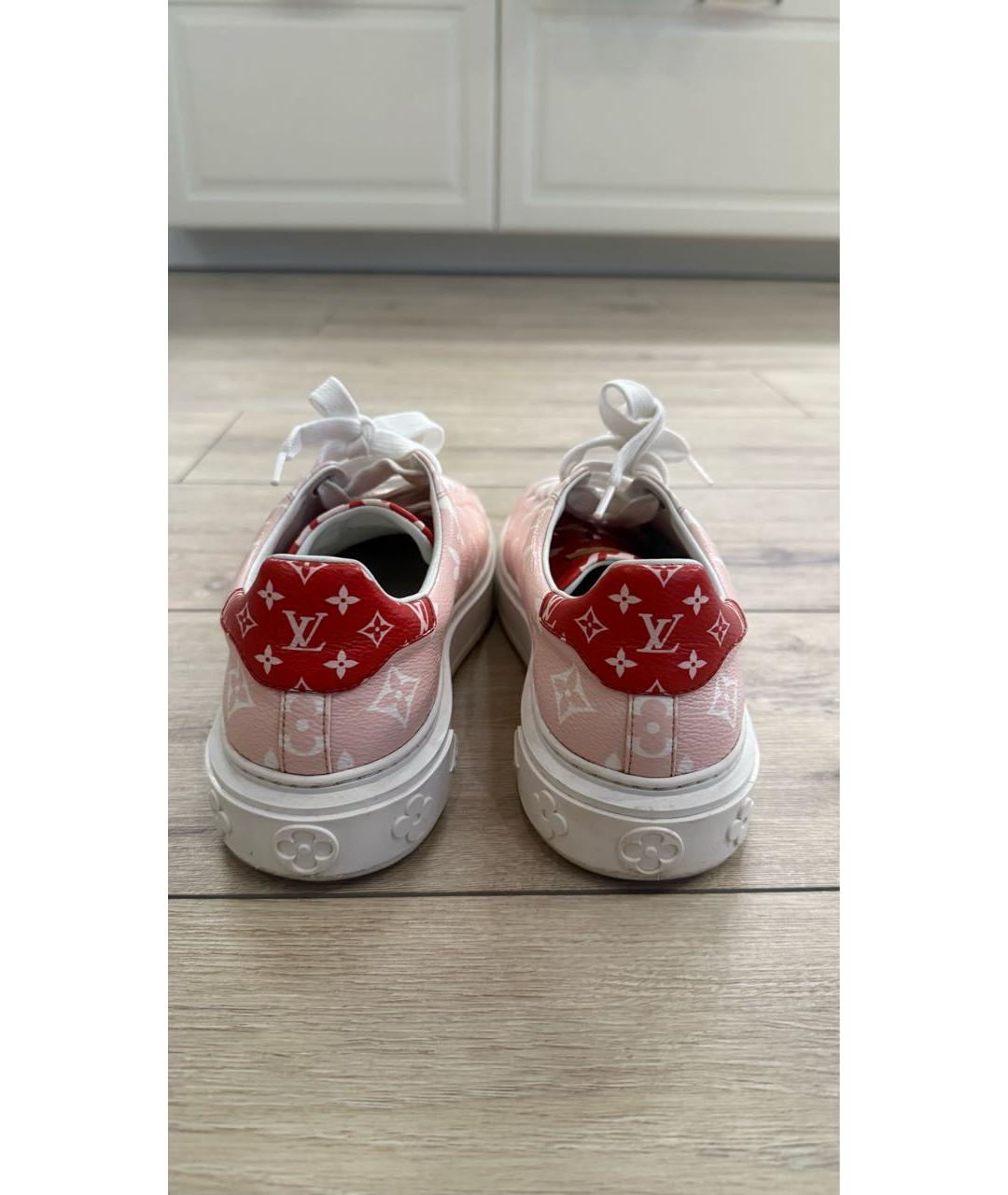 LOUIS VUITTON Розовые кожаные кеды, фото 4