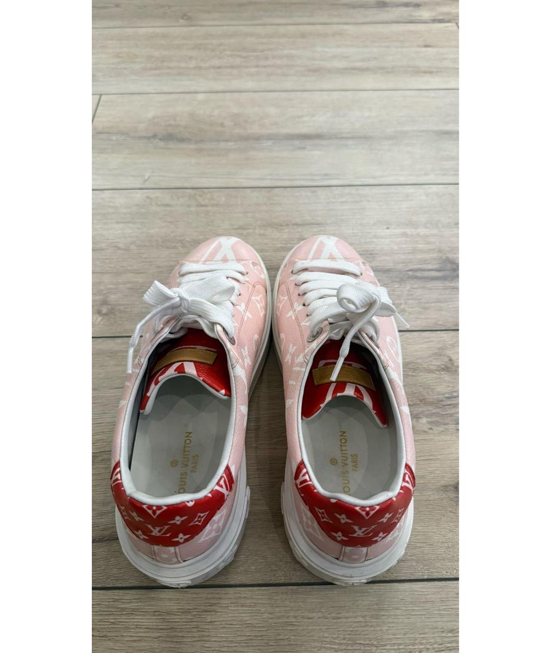LOUIS VUITTON Розовые кожаные кеды, фото 3