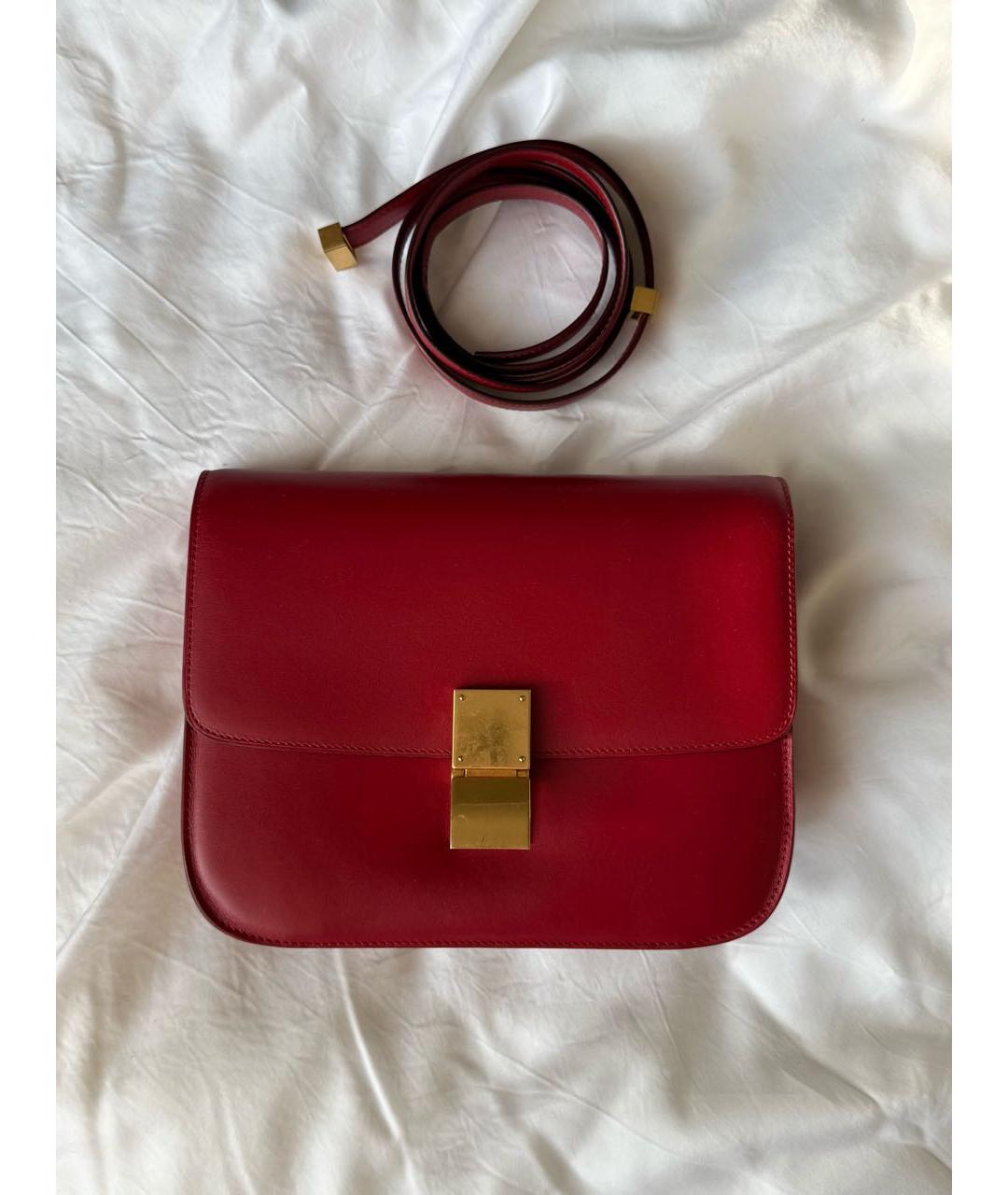 CELINE Бордовая кожаная сумка через плечо, фото 8