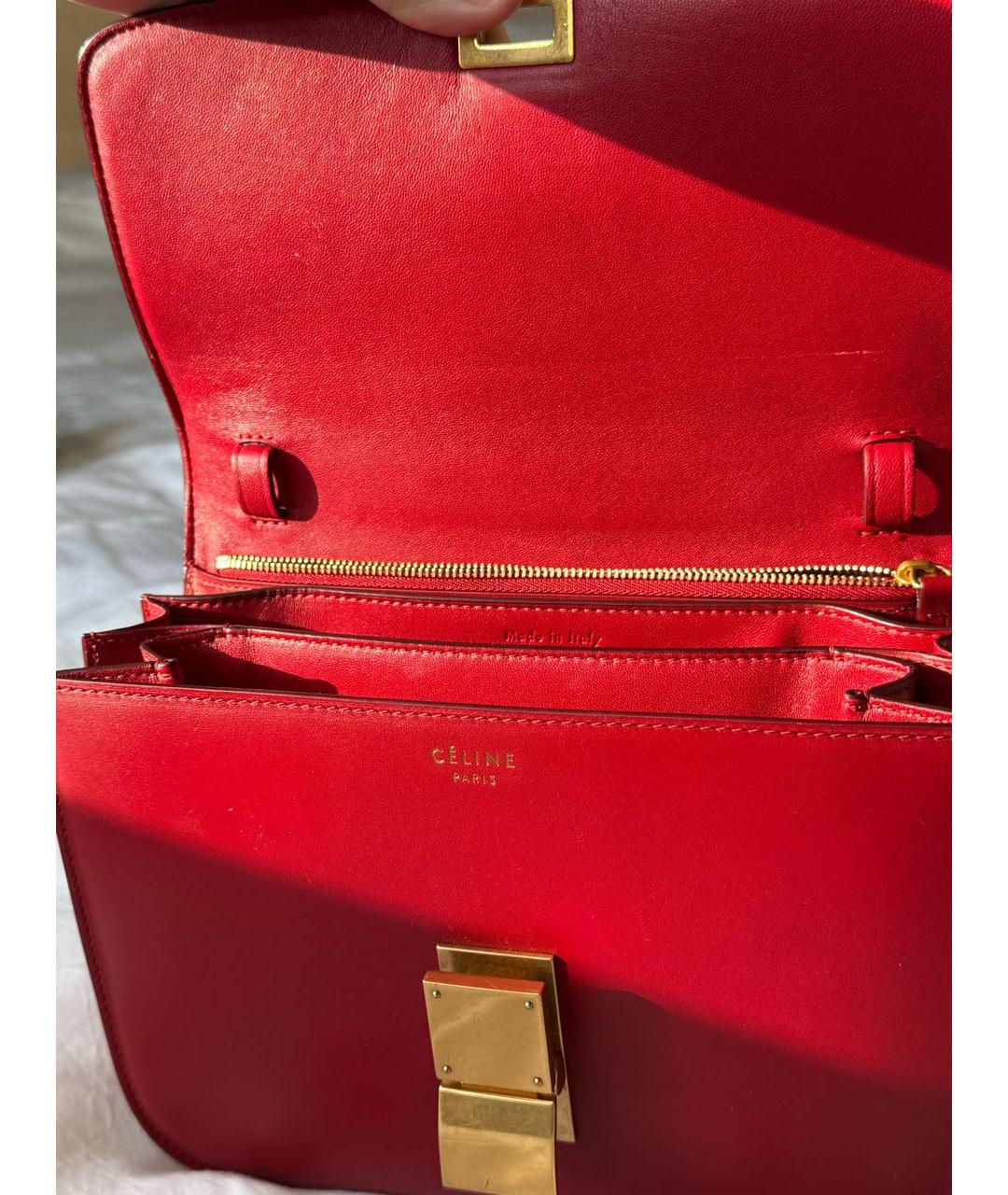 CELINE Бордовая кожаная сумка через плечо, фото 4