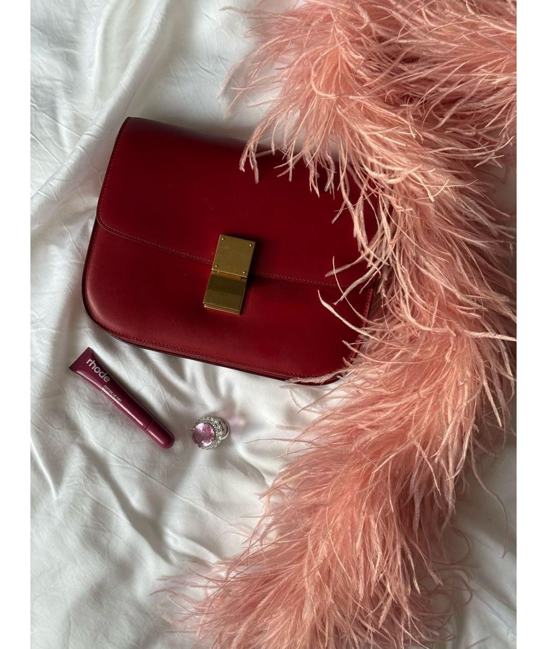 CELINE Бордовая кожаная сумка через плечо, фото 7