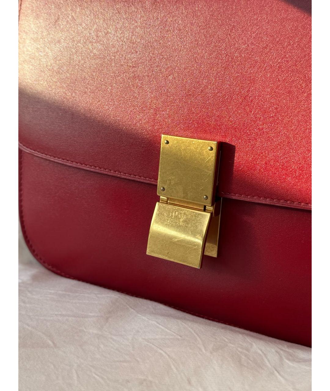 CELINE Бордовая кожаная сумка через плечо, фото 5