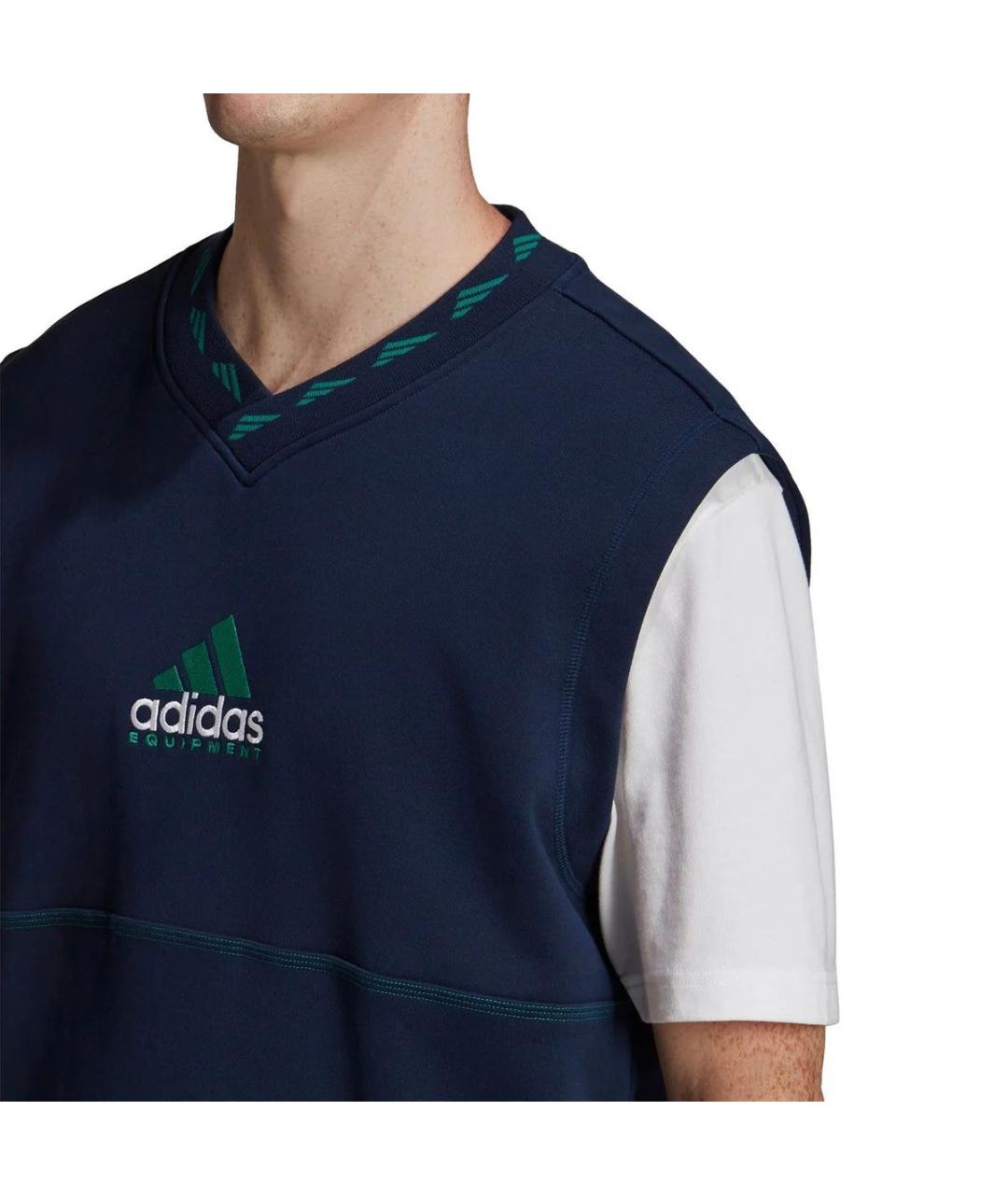 ADIDAS Темно-синяя хлопковая жилетка, фото 3