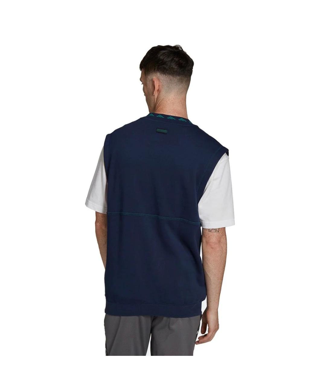 ADIDAS Темно-синяя хлопковая жилетка, фото 5