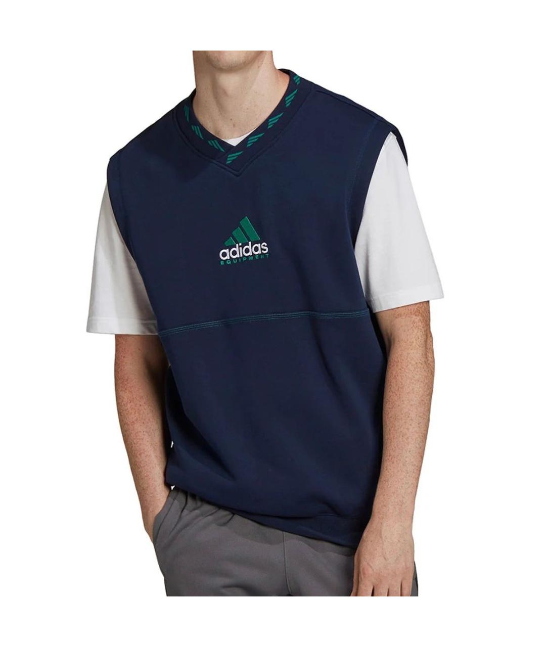 ADIDAS Темно-синяя хлопковая жилетка, фото 2