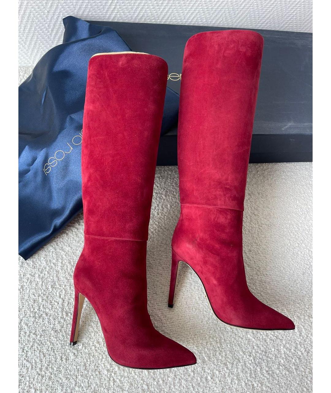 SERGIO ROSSI Красные замшевые сапоги, фото 2