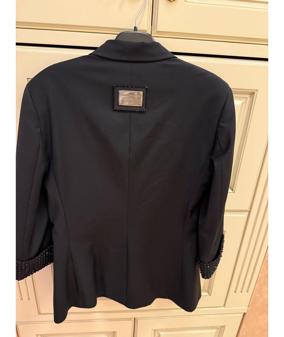 PHILIPP PLEIN Черный шерстяной жакет/пиджак, фото 4