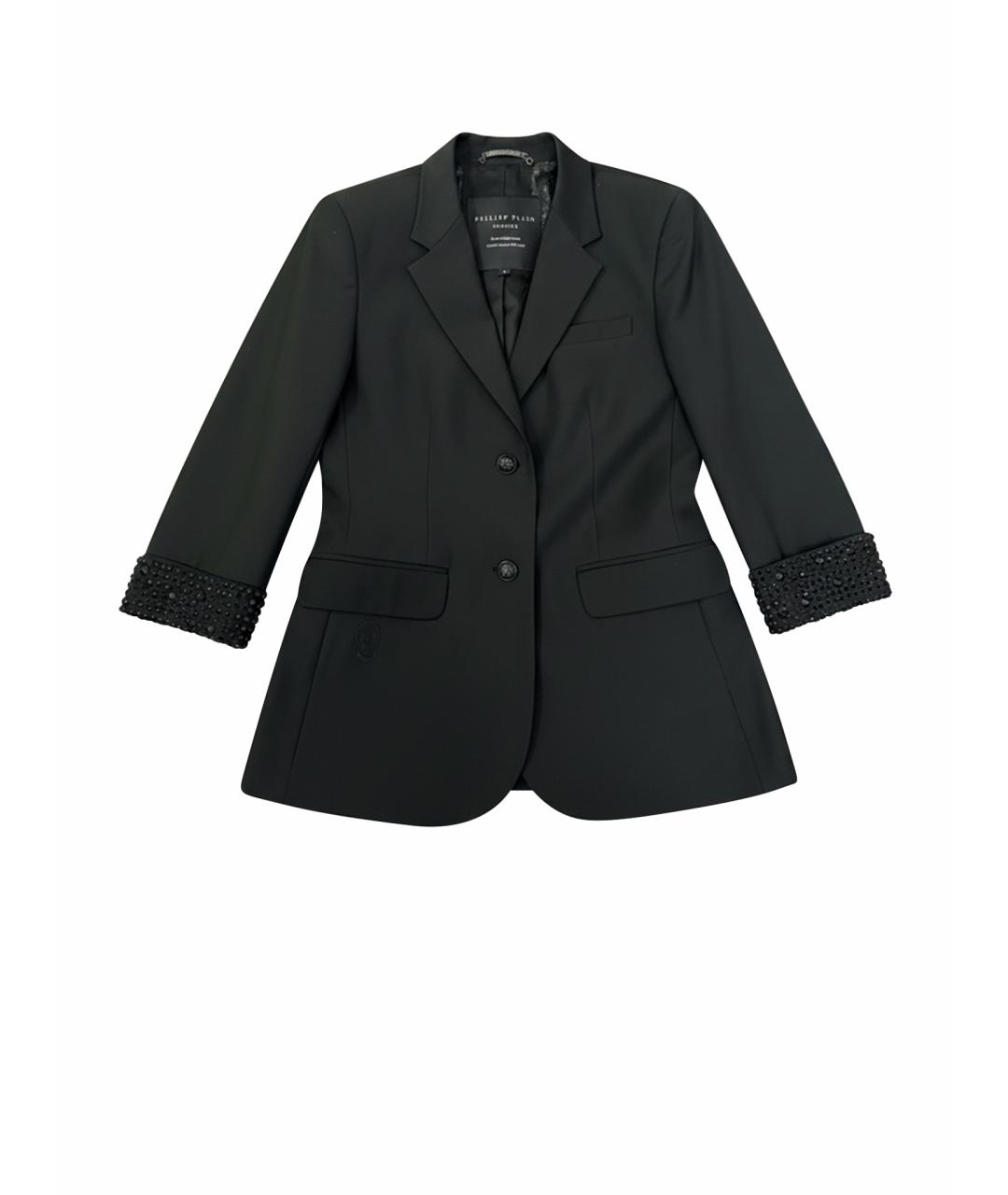 PHILIPP PLEIN Черный шерстяной жакет/пиджак, фото 1