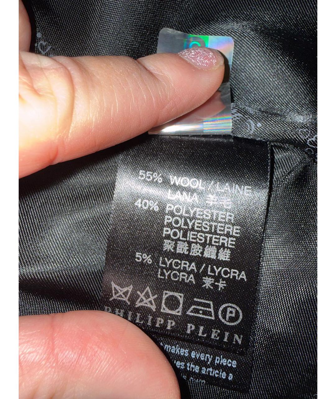 PHILIPP PLEIN Черный шерстяной жакет/пиджак, фото 5