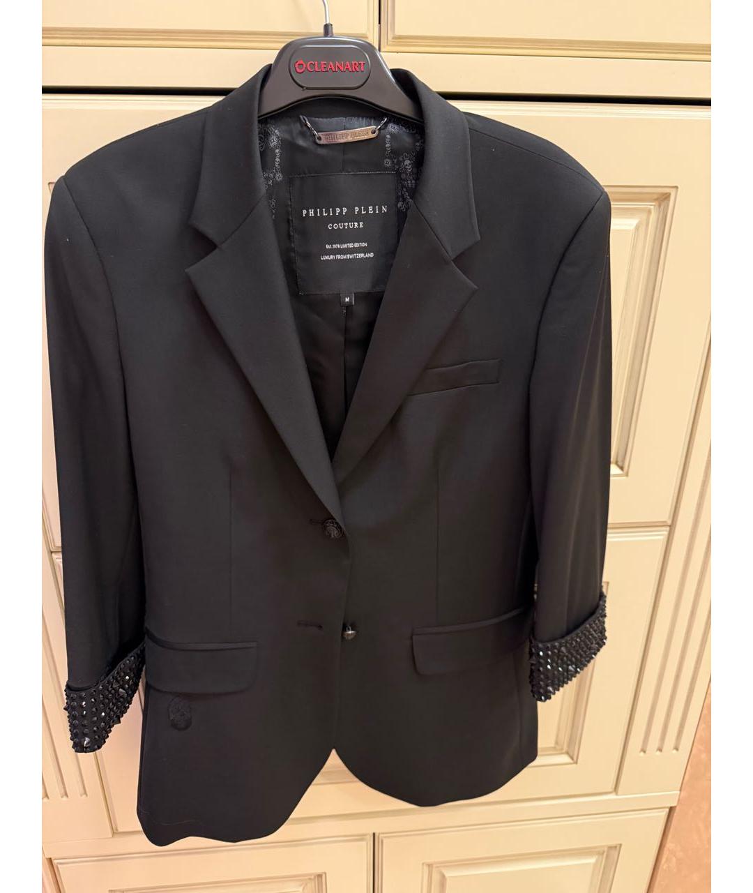 PHILIPP PLEIN Черный шерстяной жакет/пиджак, фото 2
