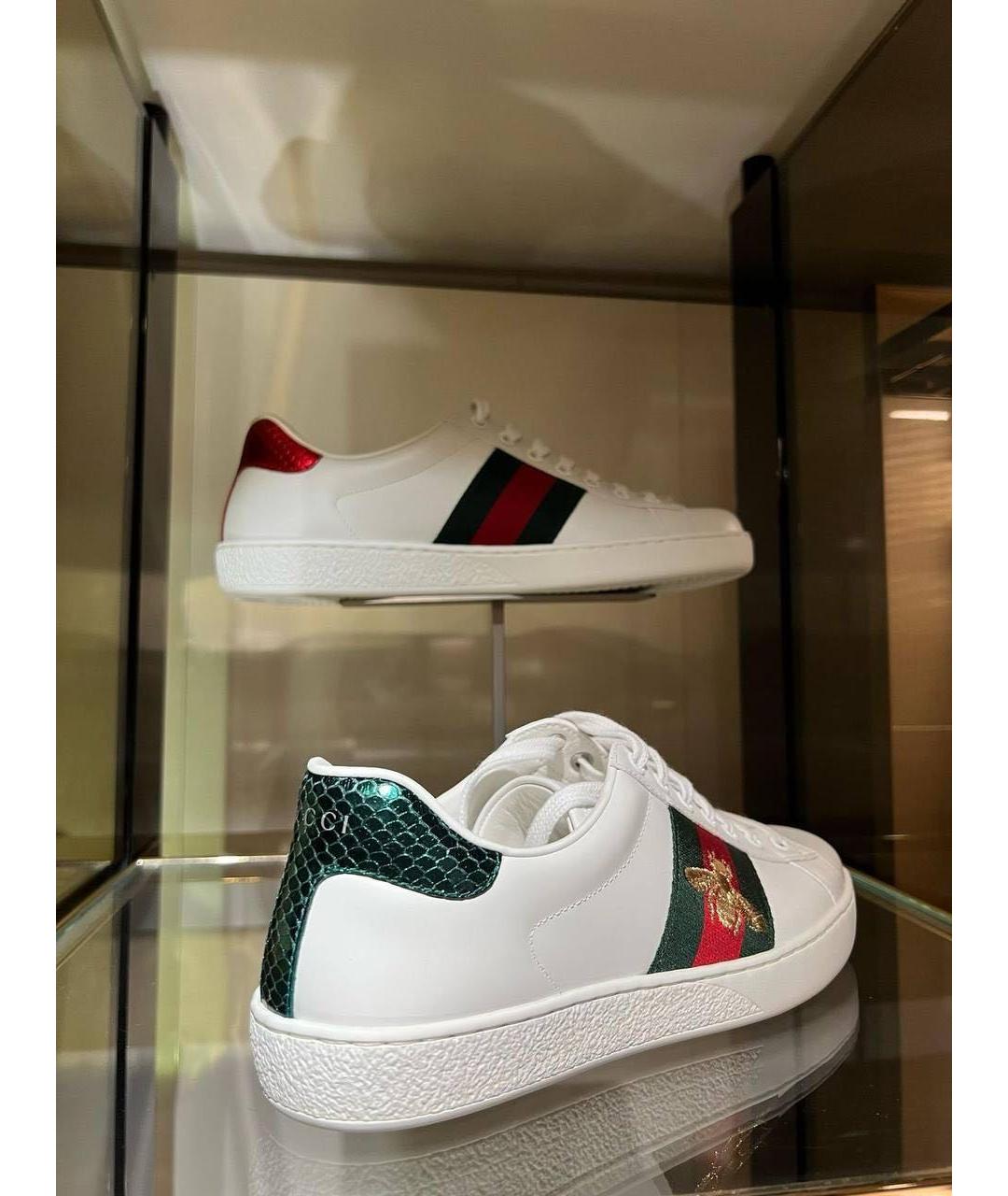 GUCCI Белые кожаные кеды, фото 3
