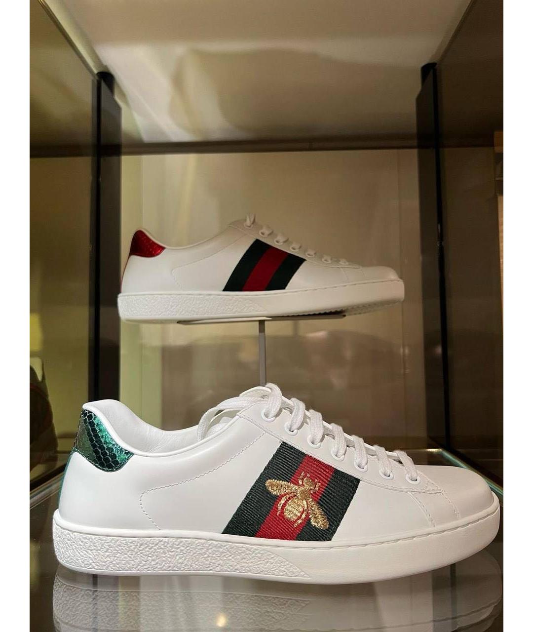 GUCCI Белые кожаные кеды, фото 2