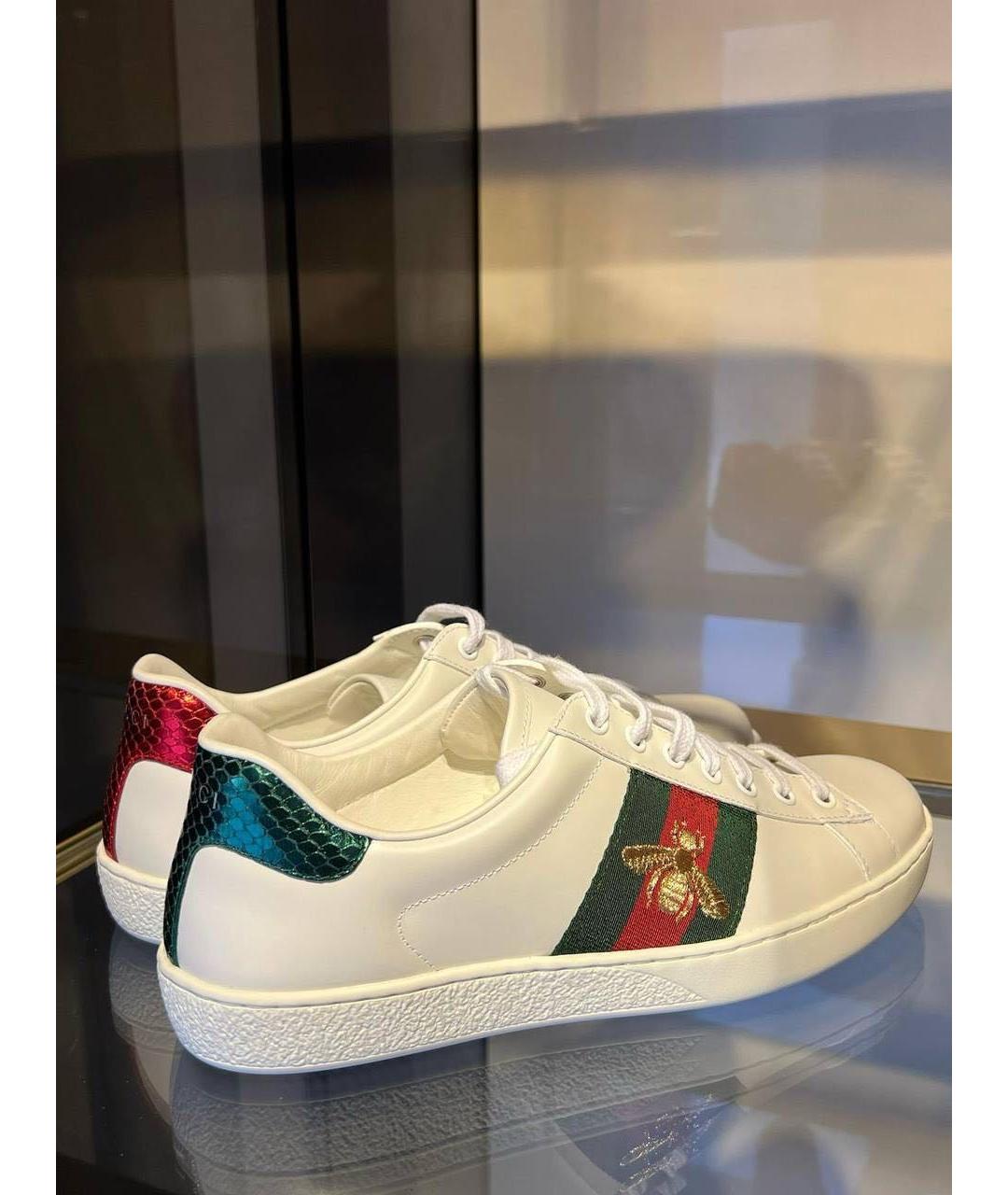 GUCCI Белые кожаные кеды, фото 4