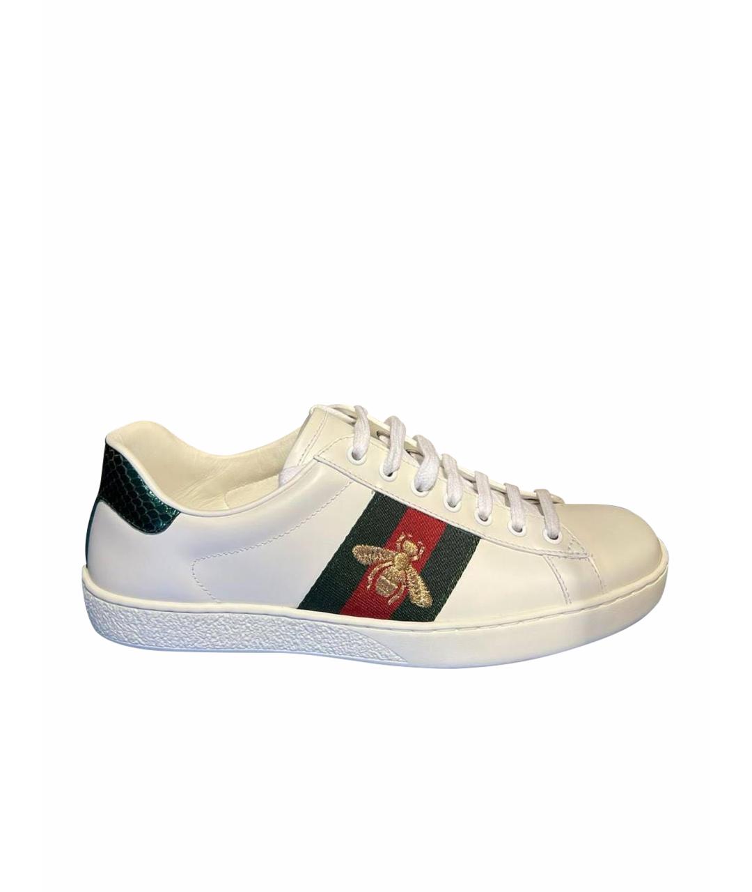 GUCCI Белые кожаные кеды, фото 1