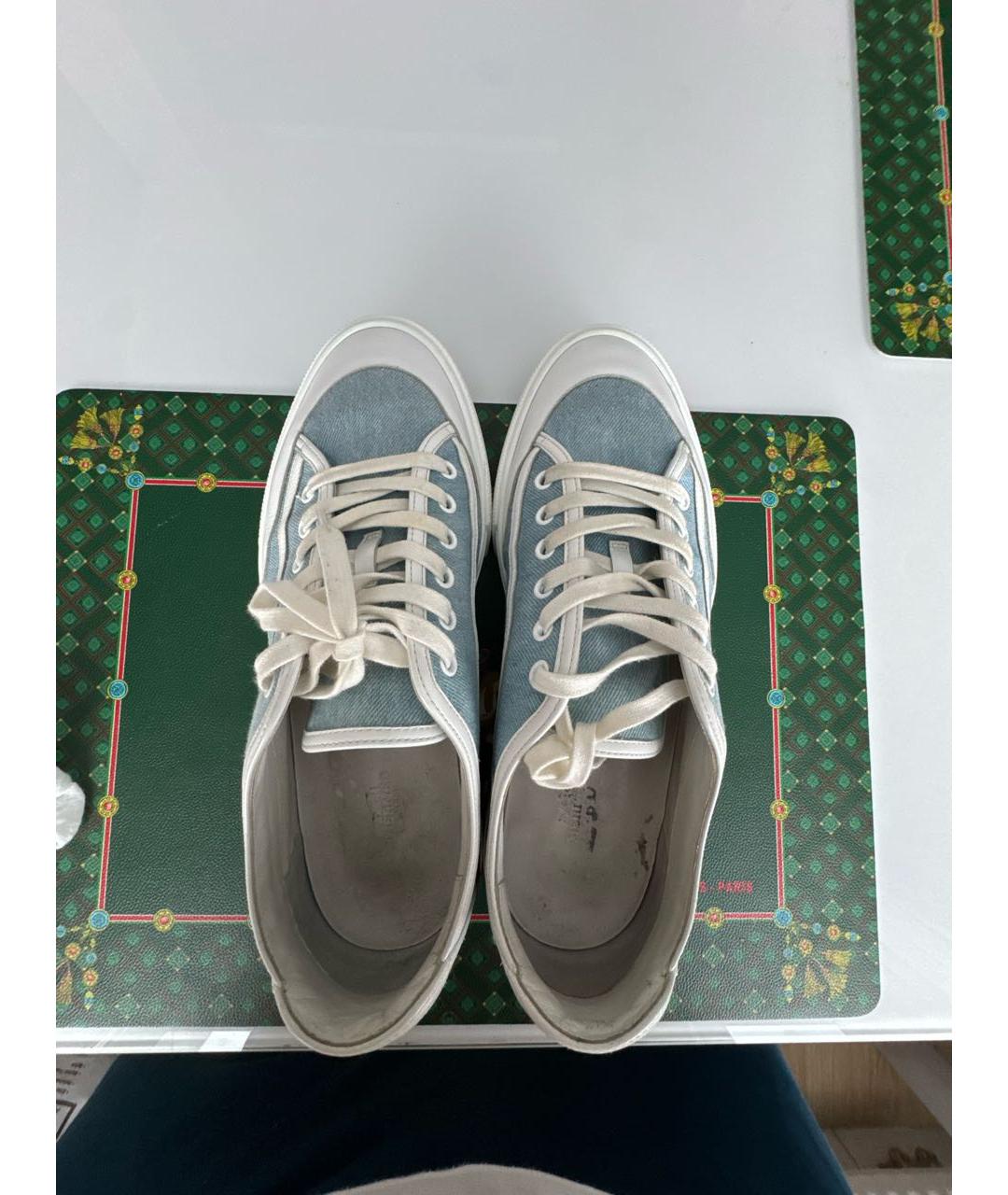 HERMES Голубые текстильные низкие кроссовки / кеды, фото 3
