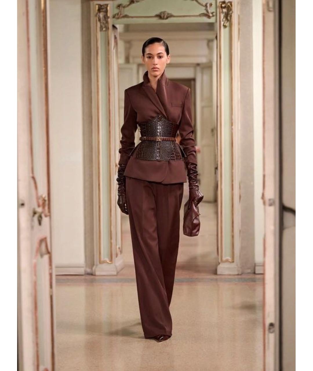 ELISABETTA FRANCHI Коричневый вискозный жакет/пиджак, фото 4