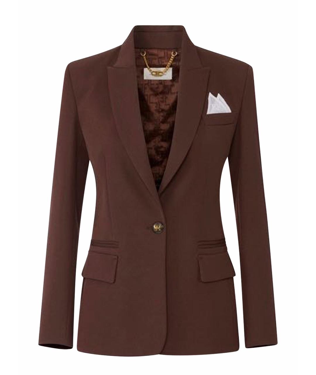 ELISABETTA FRANCHI Коричневый вискозный жакет/пиджак, фото 1