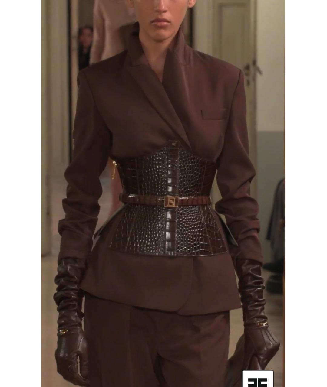ELISABETTA FRANCHI Коричневый вискозный жакет/пиджак, фото 7