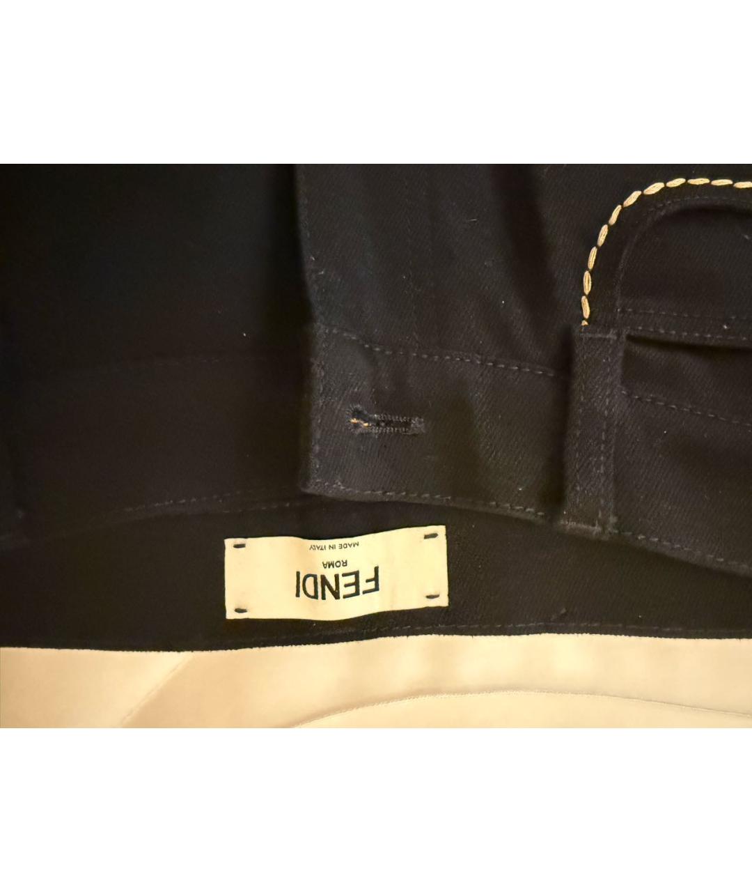 FENDI Черные хлопковые джинсы клеш, фото 3