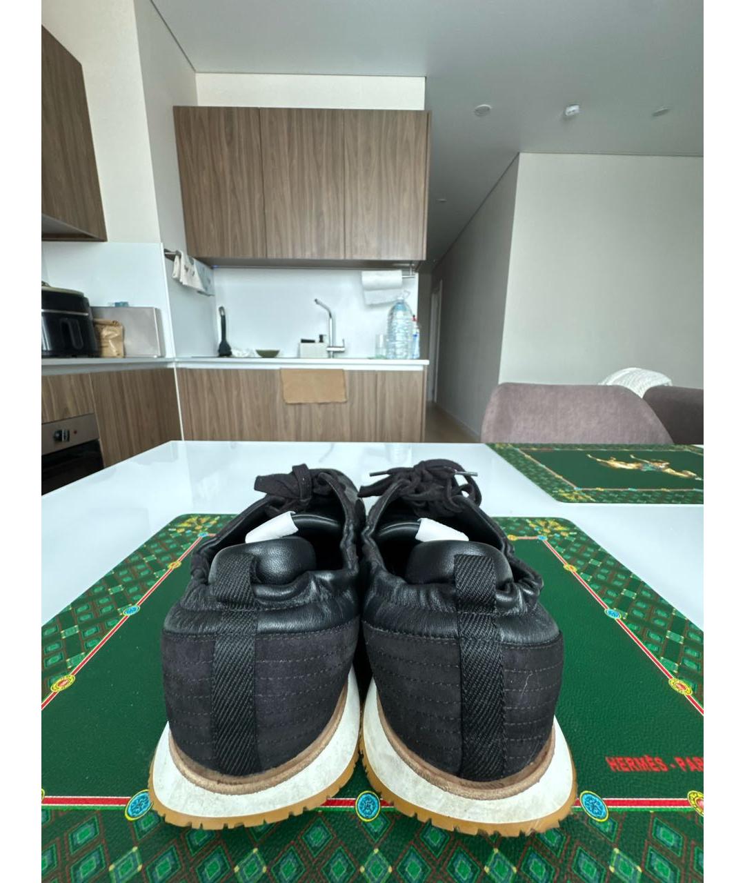 HERMES Черные кожаные низкие кроссовки / кеды, фото 4