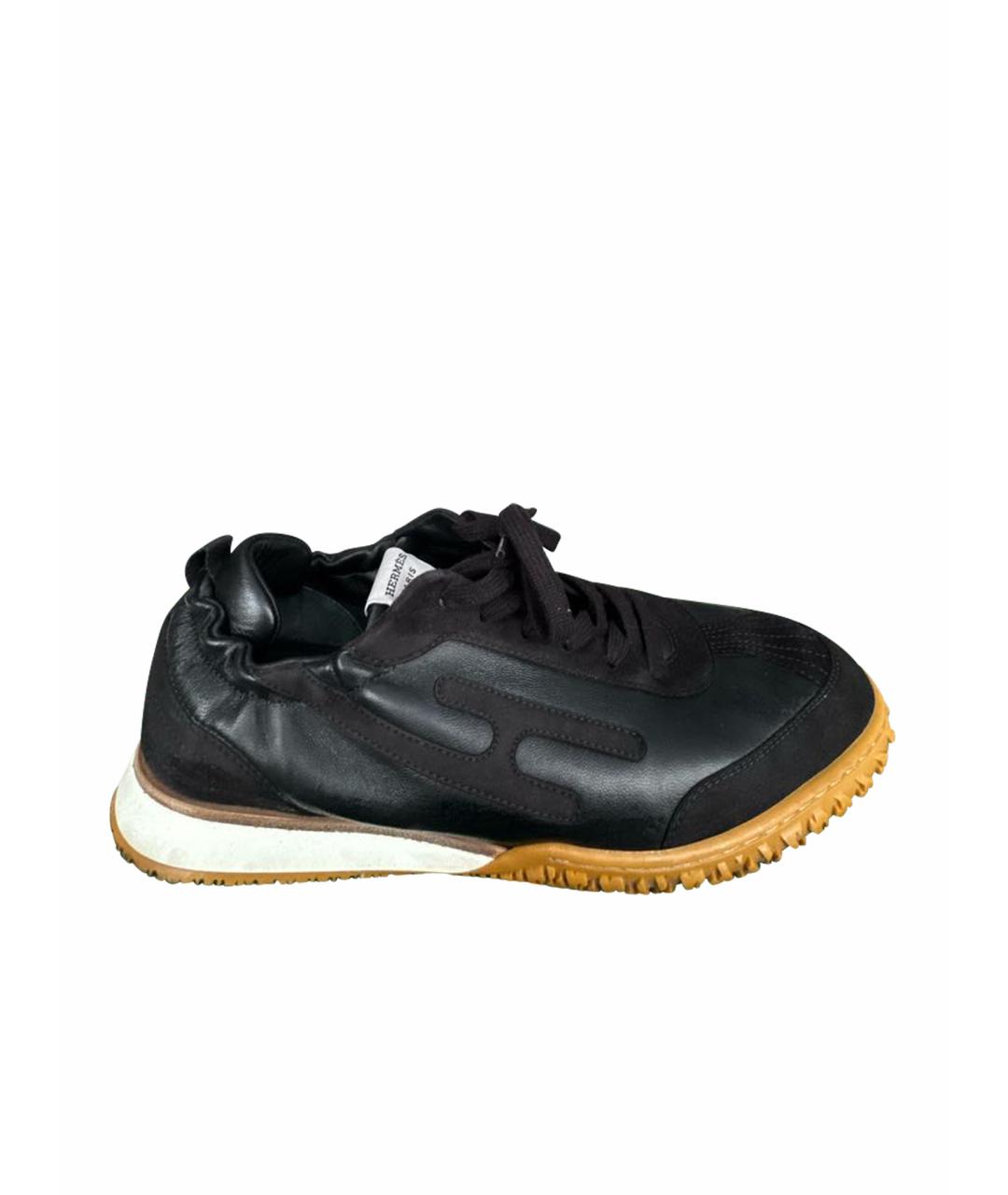 HERMES Черные кожаные низкие кроссовки / кеды, фото 1