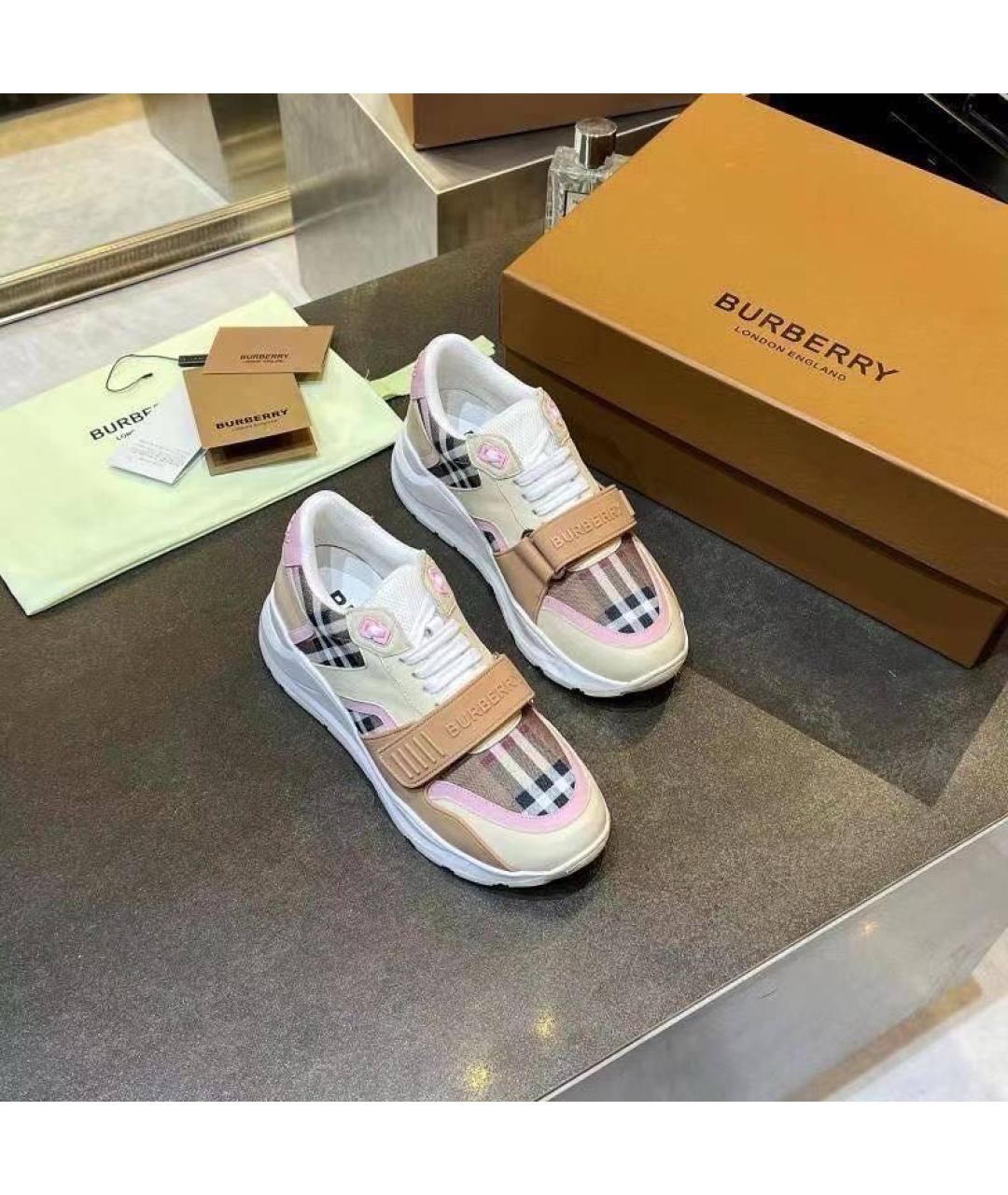 BURBERRY Коричневые кожаные кроссовки, фото 3