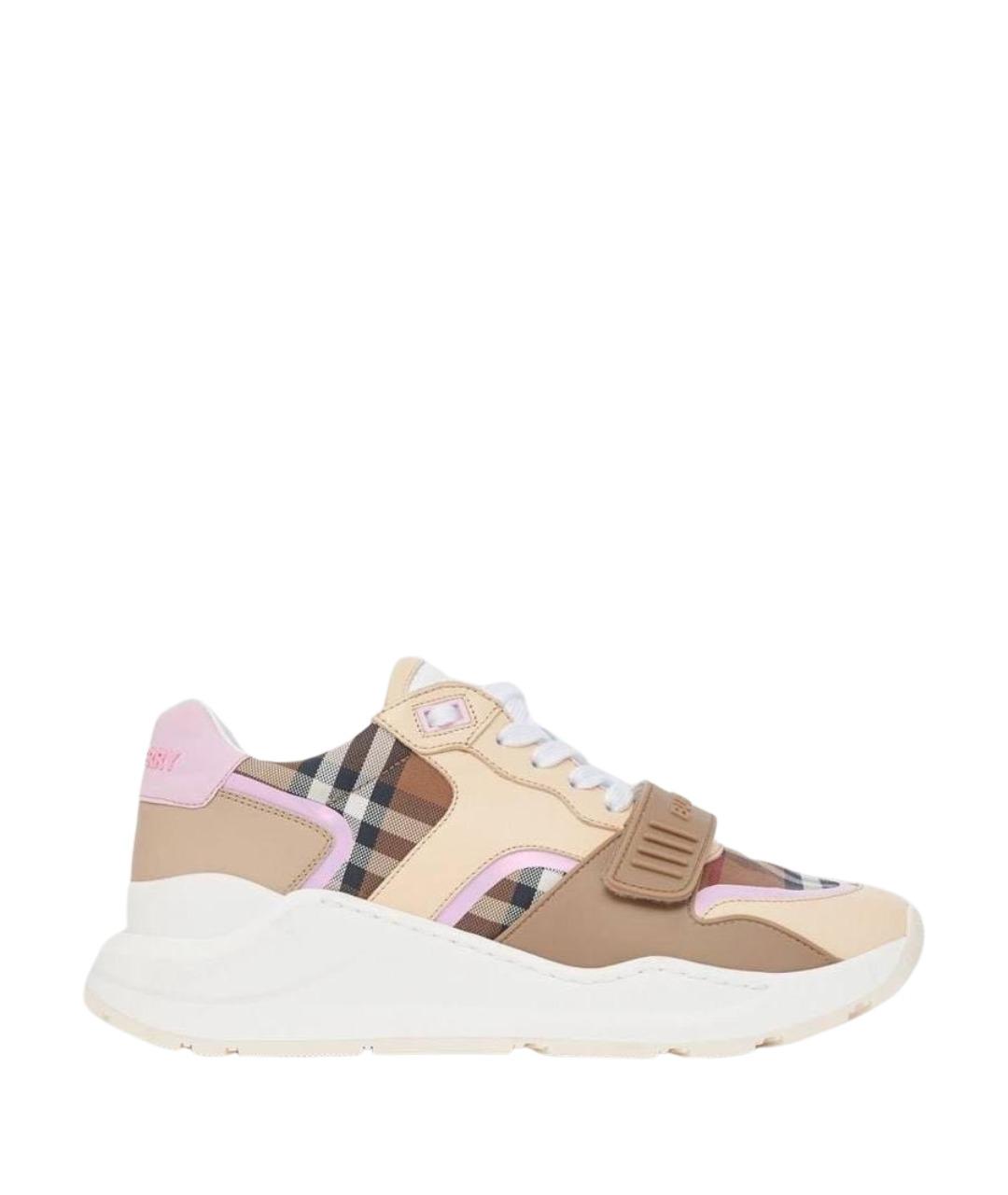 BURBERRY Коричневые кожаные кроссовки, фото 1