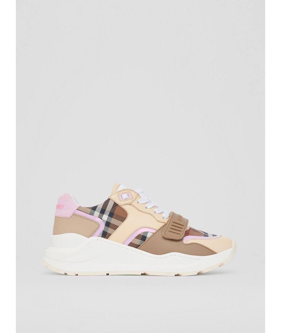 BURBERRY Коричневые кожаные кроссовки, фото 4