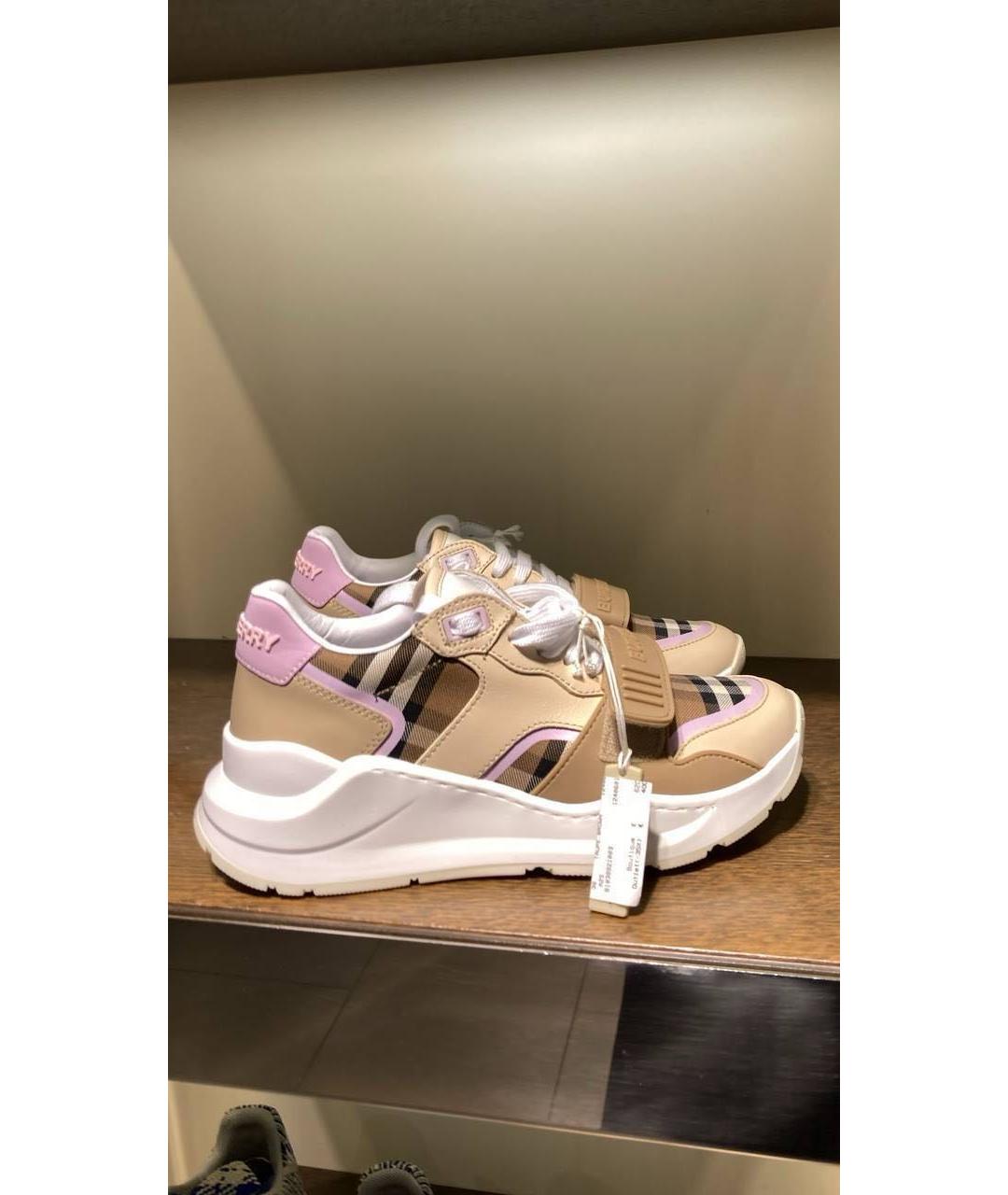 BURBERRY Коричневые кожаные кроссовки, фото 2