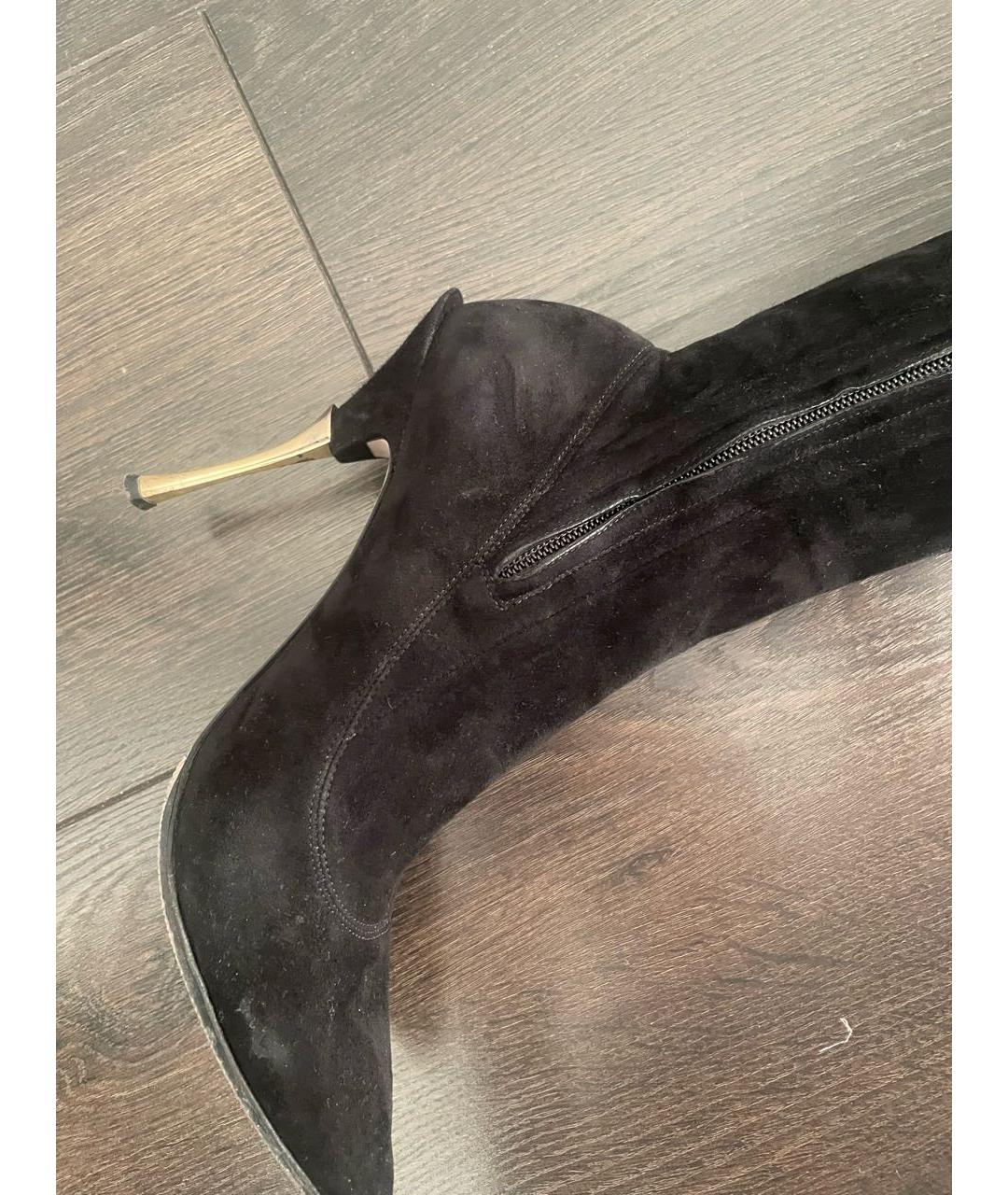 DOLCE&GABBANA Черные замшевые ботфорты, фото 3