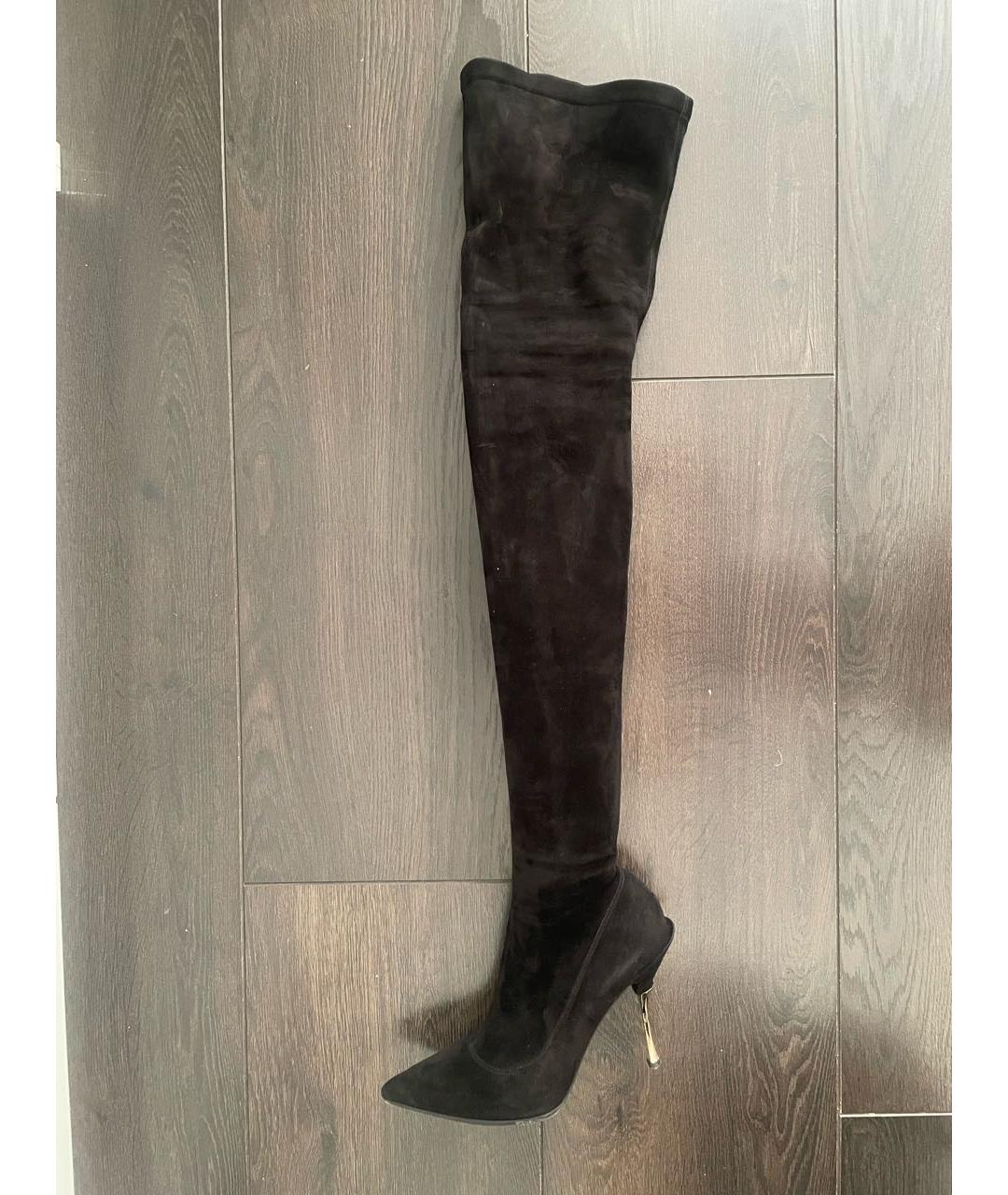 DOLCE&GABBANA Черные замшевые ботфорты, фото 2