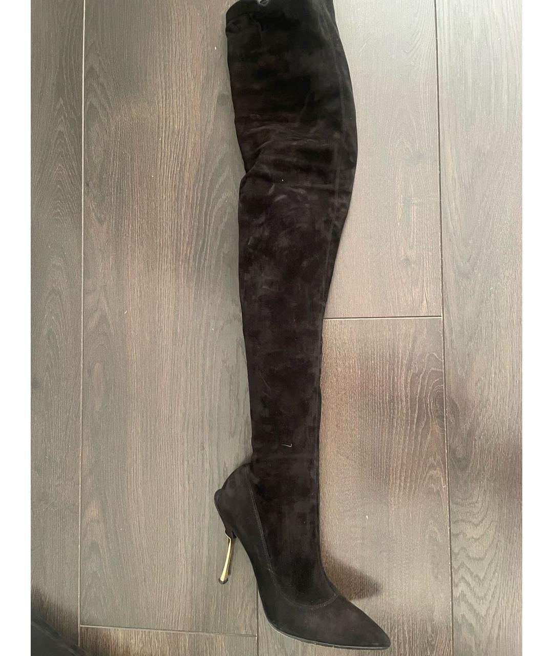 DOLCE&GABBANA Черные замшевые ботфорты, фото 5