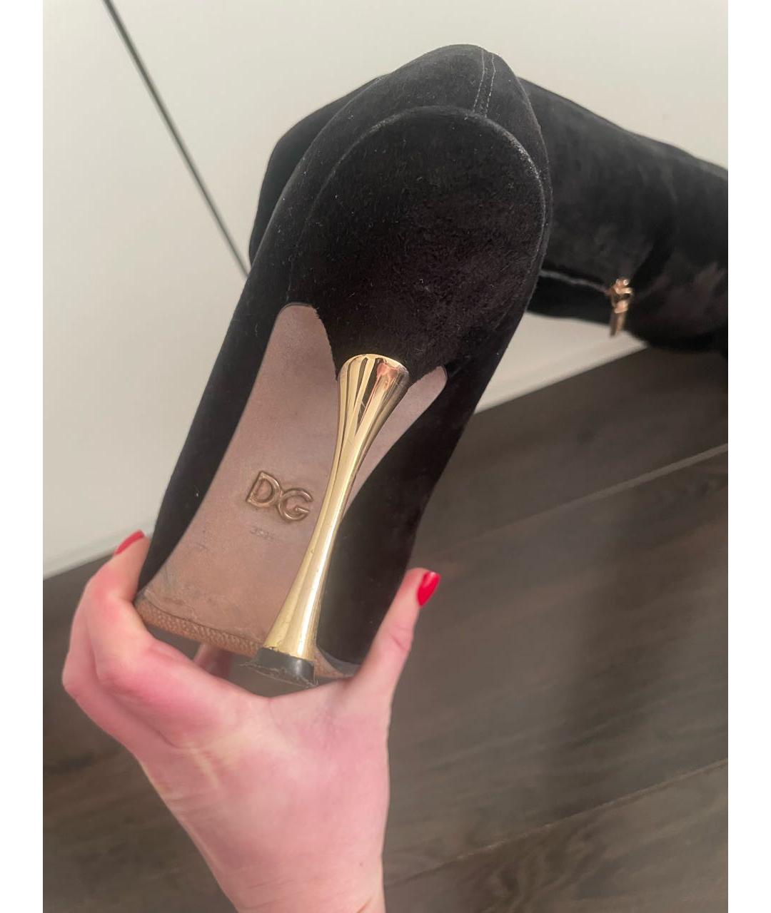 DOLCE&GABBANA Черные замшевые ботфорты, фото 4