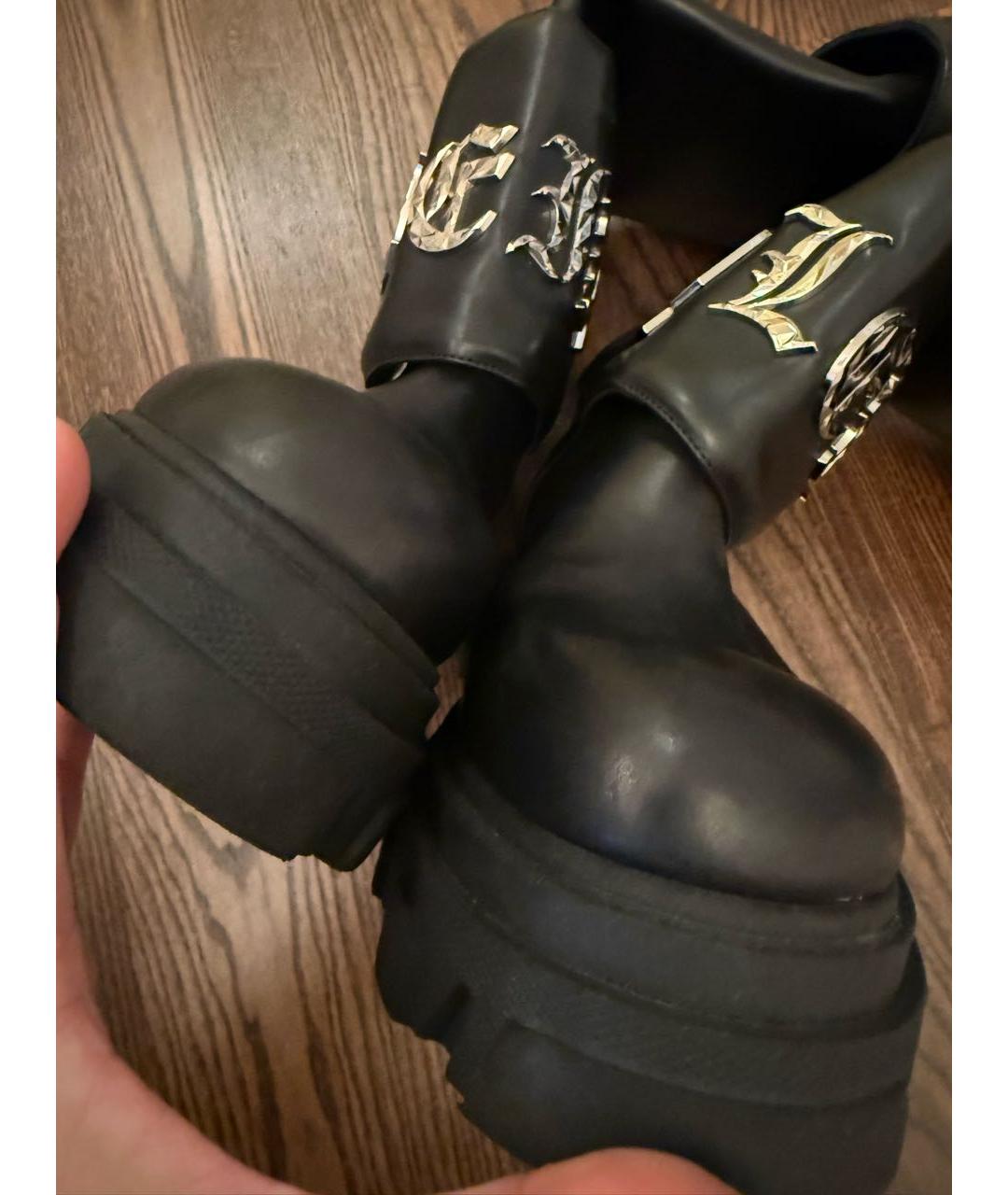 PHILIPP PLEIN Черные кожаные сапоги, фото 7