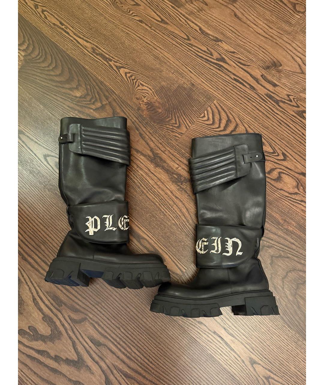 PHILIPP PLEIN Черные кожаные сапоги, фото 9