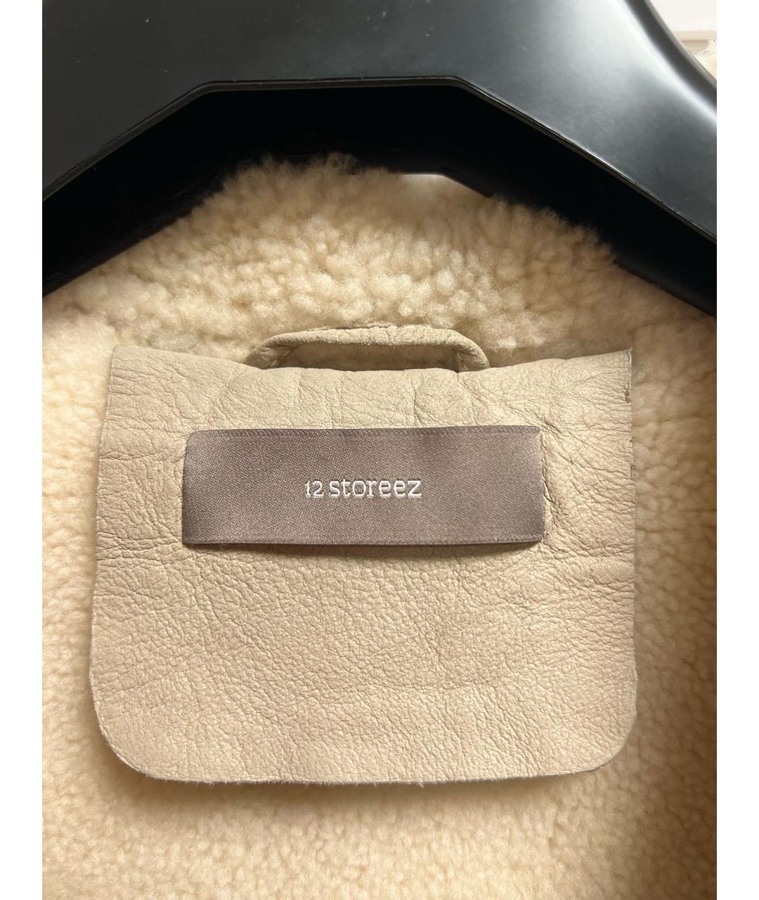 12 STOREEZ Бежевая кожаная дубленка, фото 3