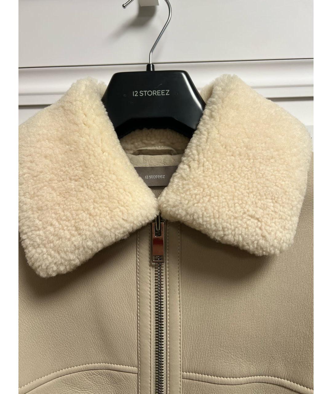12 STOREEZ Бежевая кожаная дубленка, фото 4