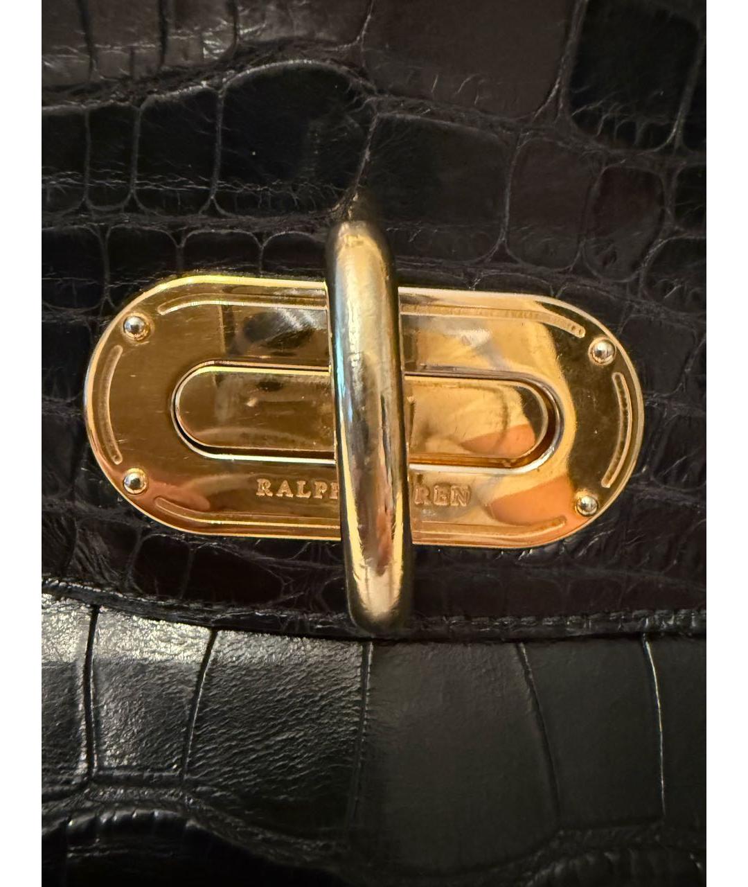 RALPH LAUREN Черная сумка с короткими ручками из экзотической кожи, фото 2