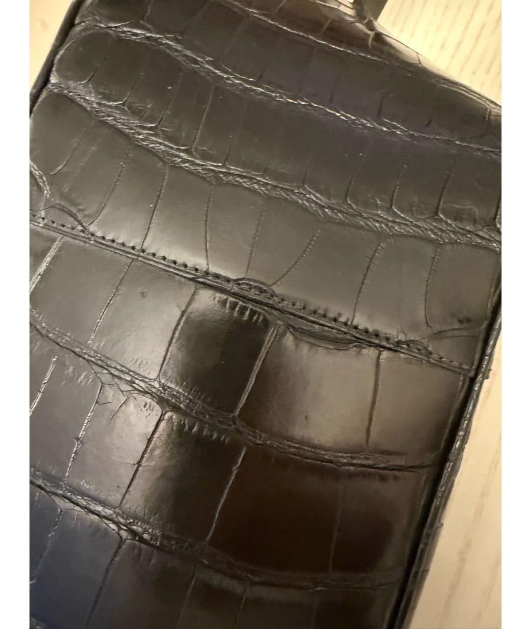 RALPH LAUREN Черная сумка с короткими ручками из экзотической кожи, фото 8