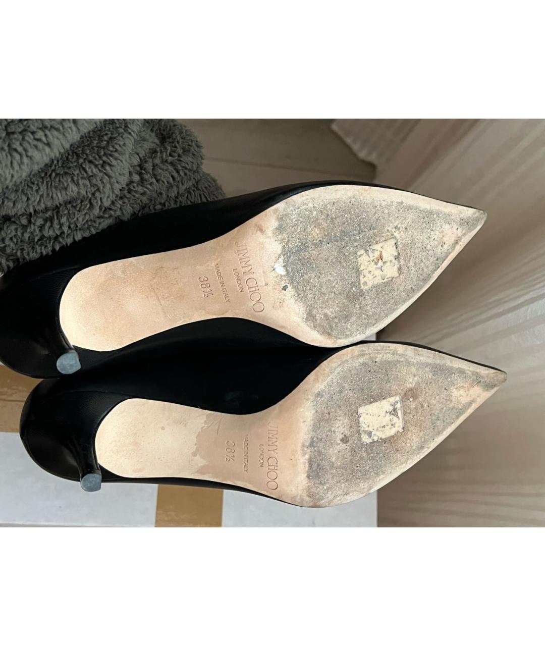 JIMMY CHOO Черные кожаные лодочки на низком каблуке, фото 7