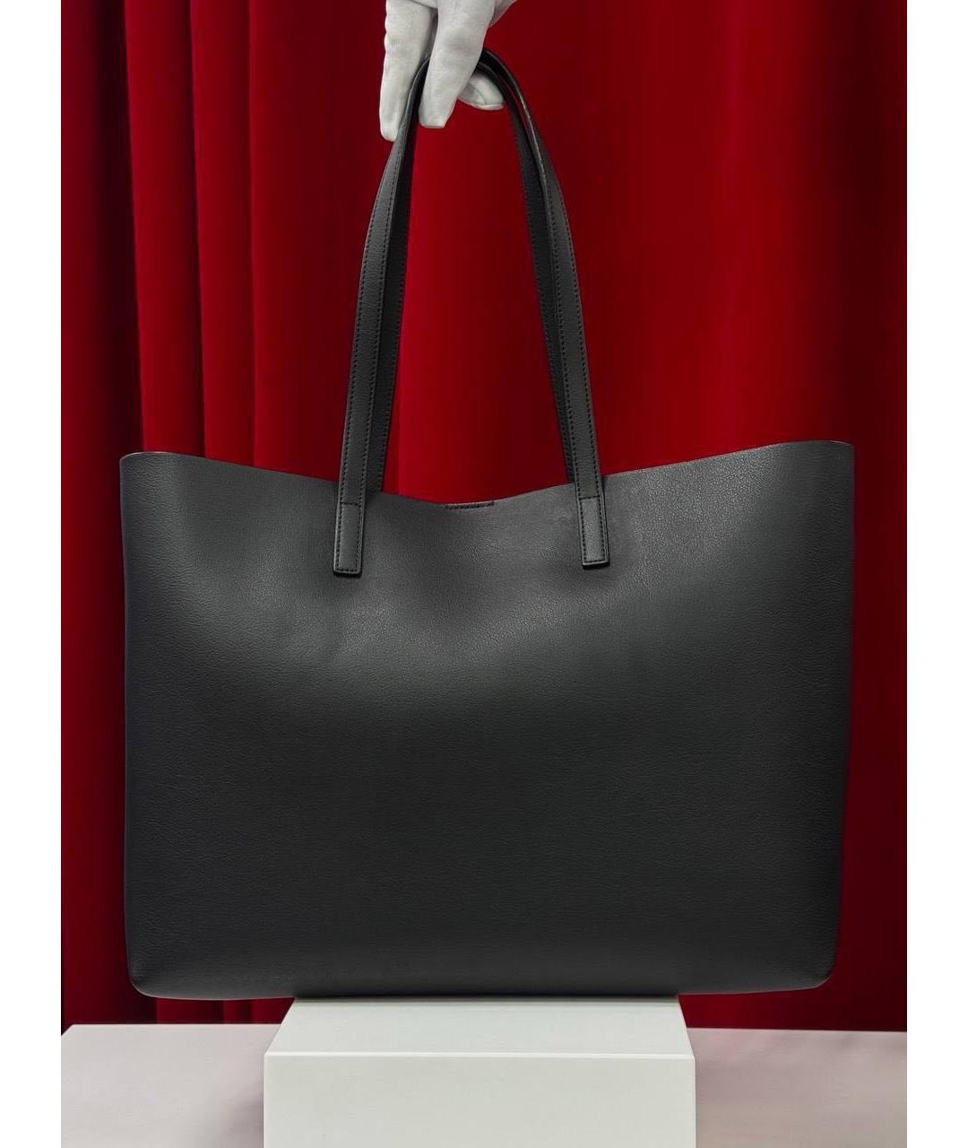 SAINT LAURENT Черная кожаная сумка тоут, фото 6