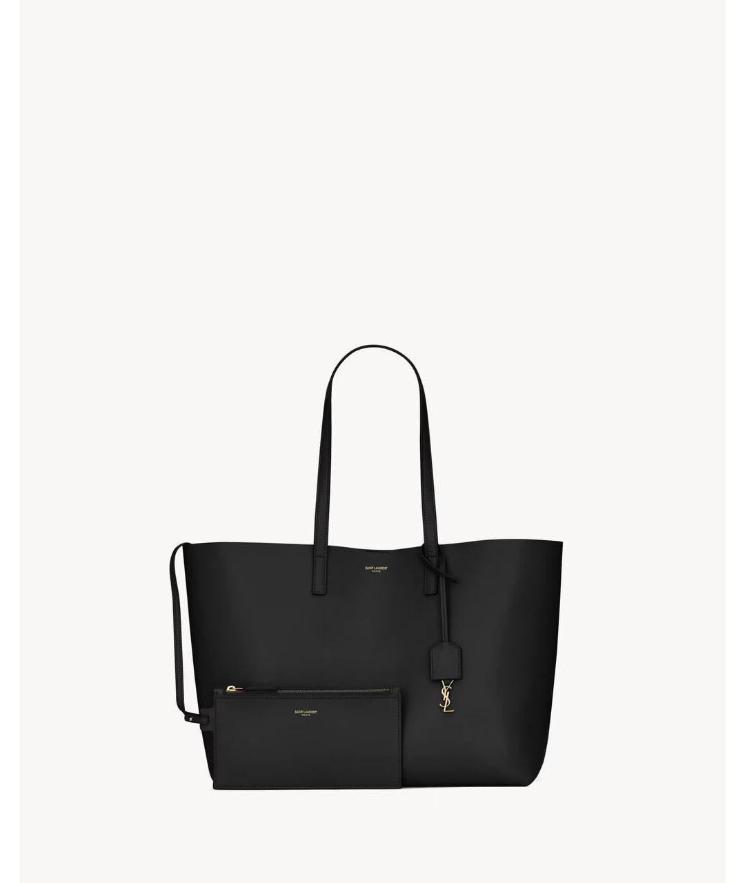 SAINT LAURENT Черная кожаная сумка тоут, фото 7