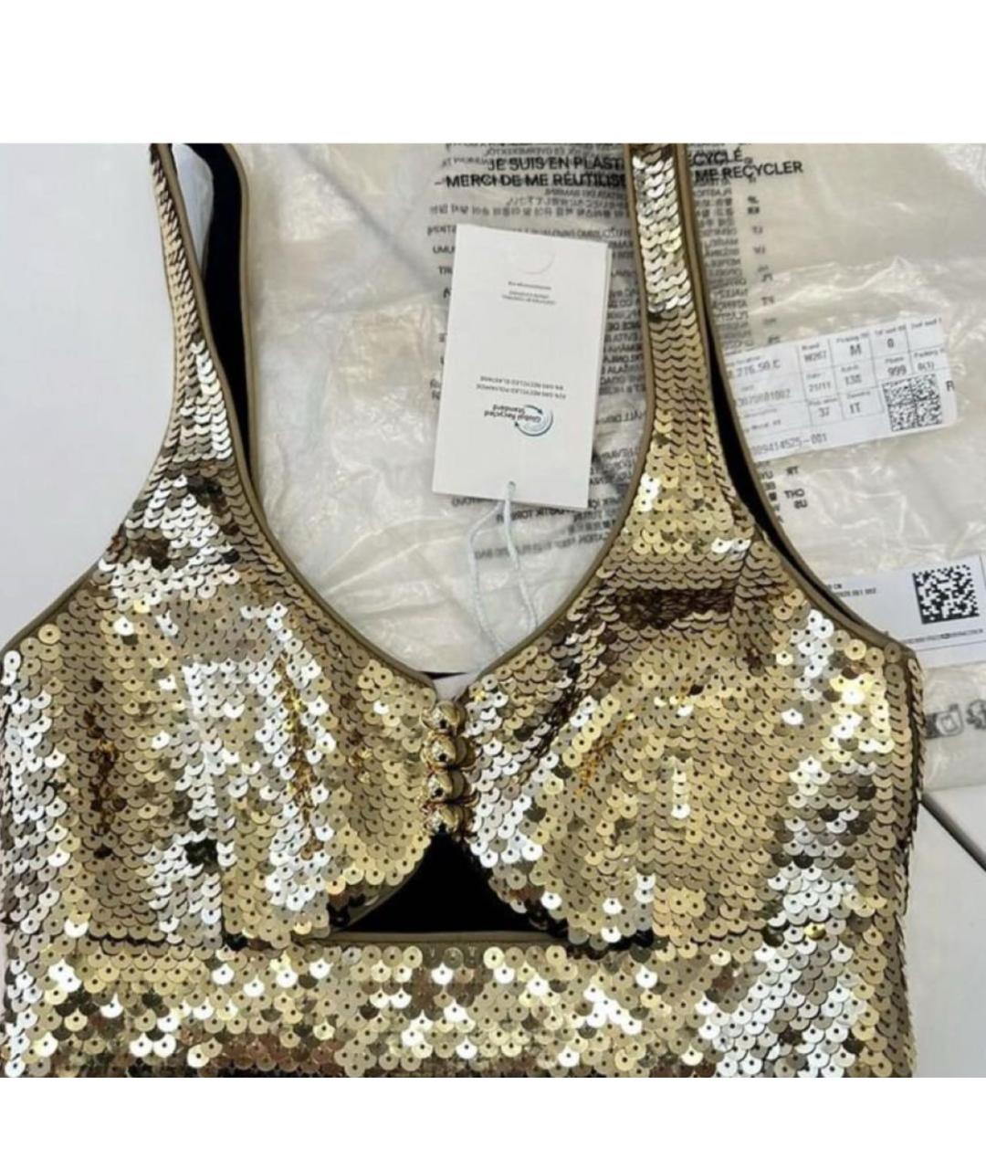 PACO RABANNE Золотая вискозная майка, фото 4