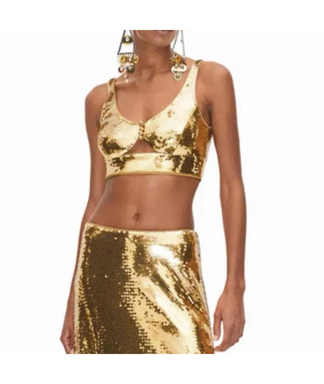 PACO RABANNE Золотая вискозная майка, фото 3