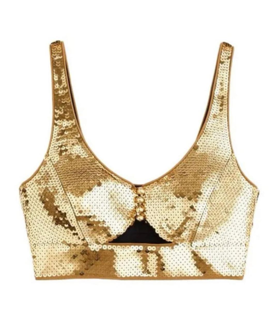 PACO RABANNE Золотая вискозная майка, фото 6