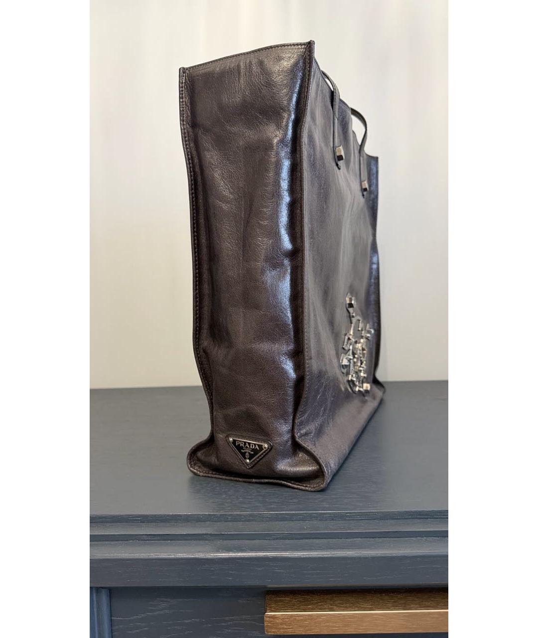 PRADA Коричневая кожаная сумка тоут, фото 2