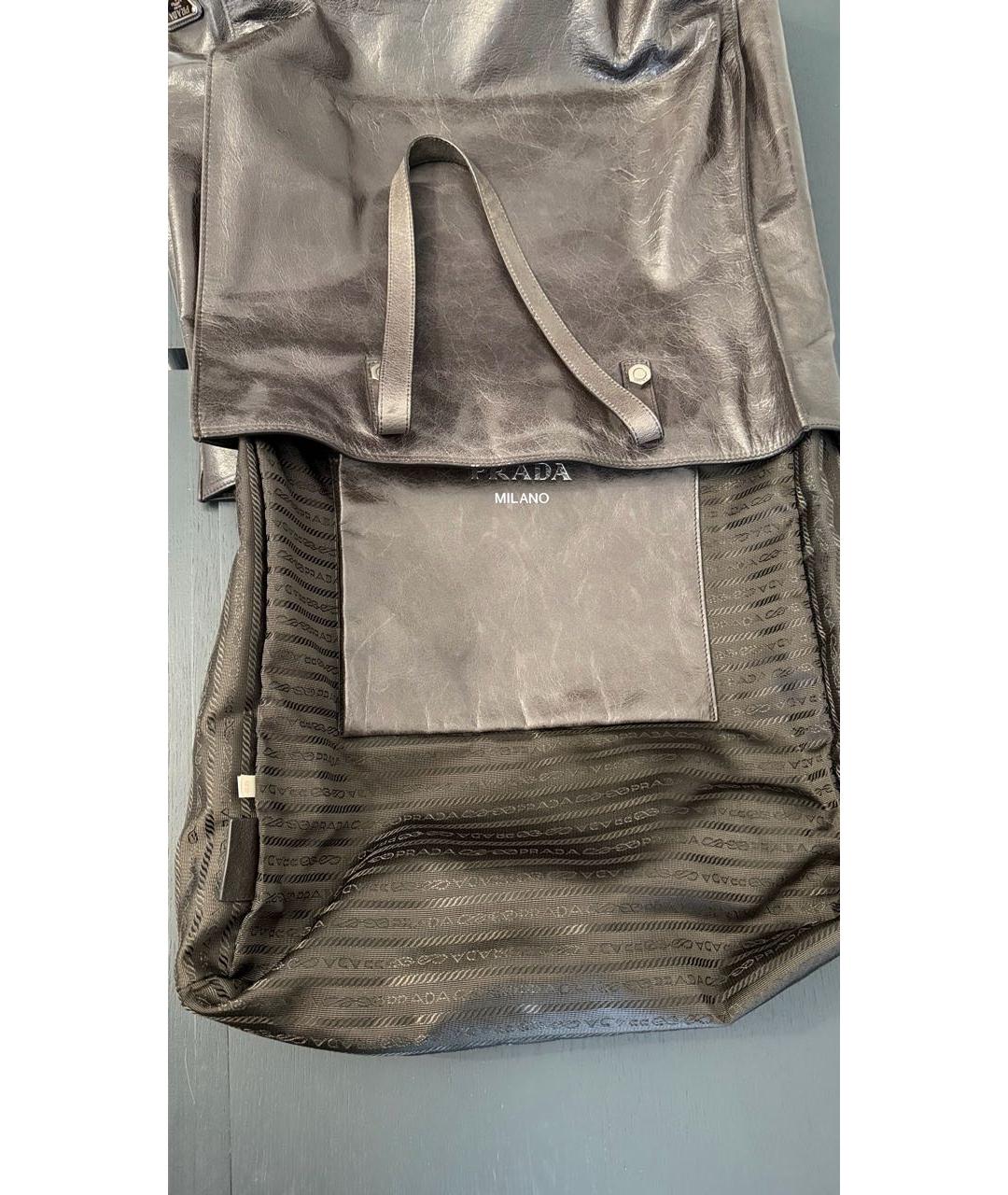 PRADA Коричневая кожаная сумка тоут, фото 4