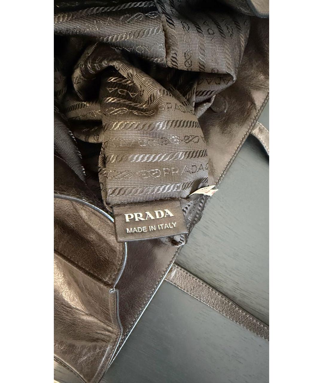 PRADA Коричневая кожаная сумка тоут, фото 3